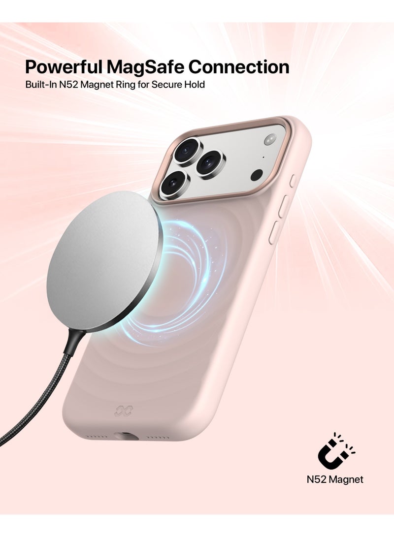 INFINYTY iPhone 17 Pro Premium Ripple Silicone Case with Metallic Camera Frame- QuiverX Pink, MagSafe Compatible, Slim, Shockproof Cover with Ultra-Soft Microfiber Lining, Mil. Grade Drop Protection, Light-Weight, Raised Edges for Secure Grip - Image 4