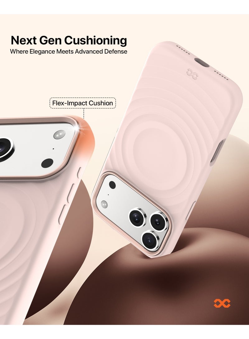 INFINYTY iPhone 17 Pro Premium Ripple Silicone Case with Metallic Camera Frame- QuiverX Pink, MagSafe Compatible, Slim, Shockproof Cover with Ultra-Soft Microfiber Lining, Mil. Grade Drop Protection, Light-Weight, Raised Edges for Secure Grip - Image 3
