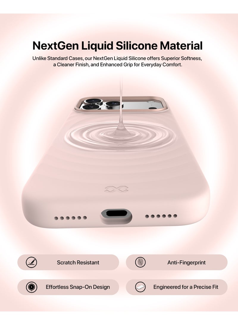 INFINYTY iPhone 17 Pro Premium Ripple Silicone Case with Metallic Camera Frame- QuiverX Pink, MagSafe Compatible, Slim, Shockproof Cover with Ultra-Soft Microfiber Lining, Mil. Grade Drop Protection, Light-Weight, Raised Edges for Secure Grip - Image 2