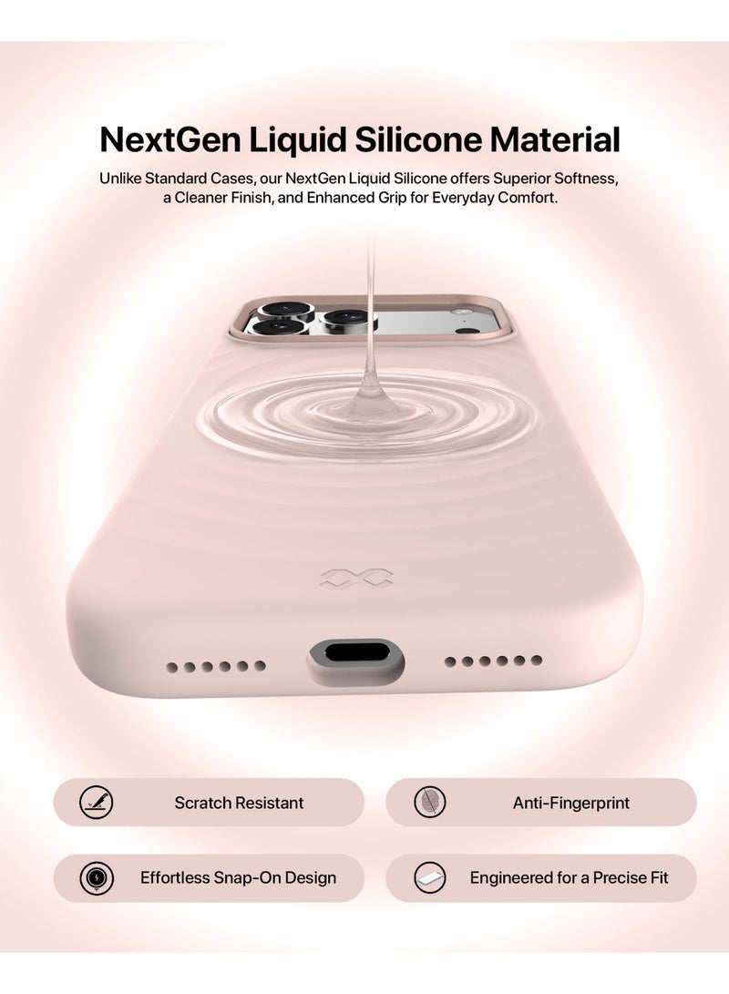 INFINYTY iPhone 17 Pro Premium Ripple Silicone Case with Metallic Camera Frame- QuiverX Pink, MagSafe Compatible, Slim, Shockproof Cover with Ultra-Soft Microfiber Lining, Mil. Grade Drop Protection, Light-Weight, Raised Edges for Secure Grip - Image 2
