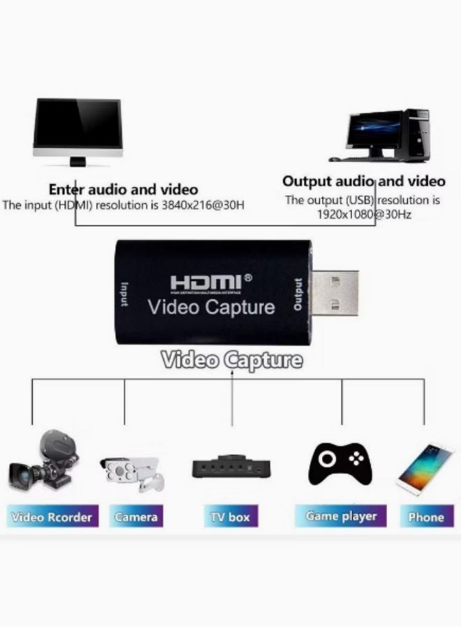 HDMI Video Capture Card, HDMI to USB 2.0 Record Capture Device for Streaming, Live Broadcasting, Video Conference, Teaching, Gaming - Image 3