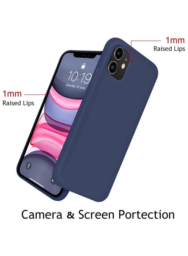 أكاليكس جراب سيليكون متوافق مع iPhone 11، سيليكون سائل رفيع، طبقات من المطاط الهلامي الناعم المقاوم للصدمات، جراب حماية للهاتف مع بطانة من مادة TPU (أزرق داكن) - Image 3