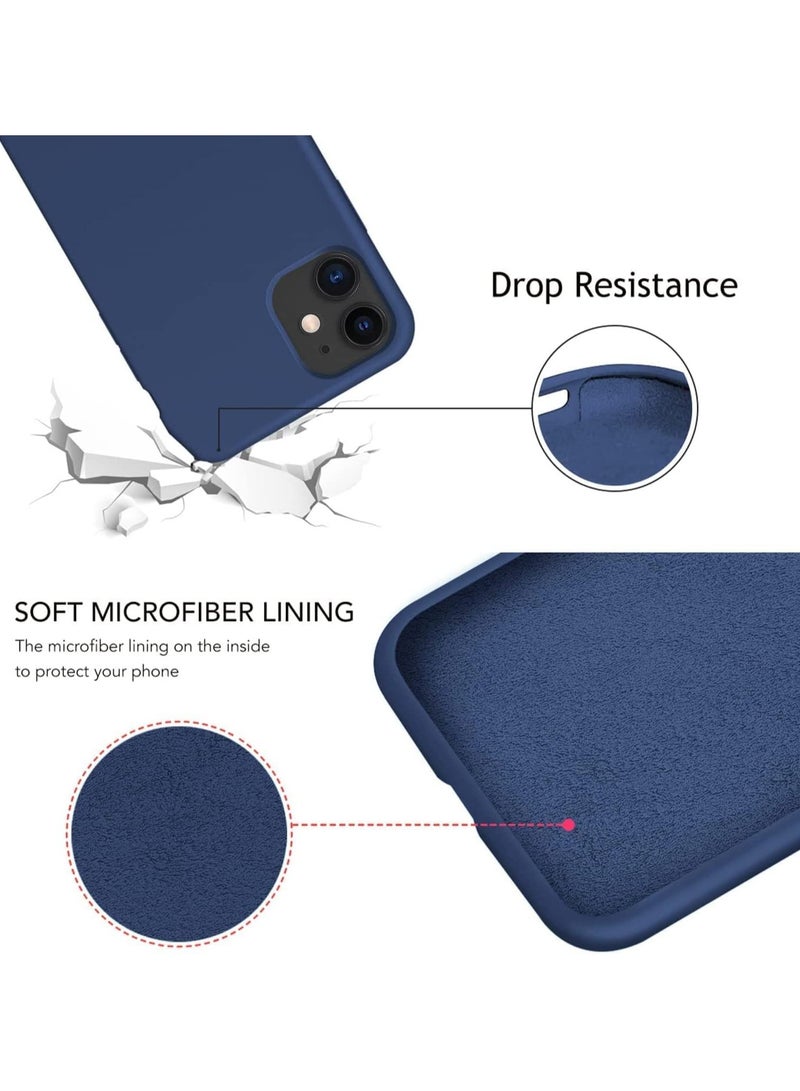 أكاليكس جراب سيليكون متوافق مع iPhone 11، سيليكون سائل رفيع، طبقات من المطاط الهلامي الناعم المقاوم للصدمات، جراب حماية للهاتف مع بطانة من مادة TPU (أزرق داكن) - Image 4