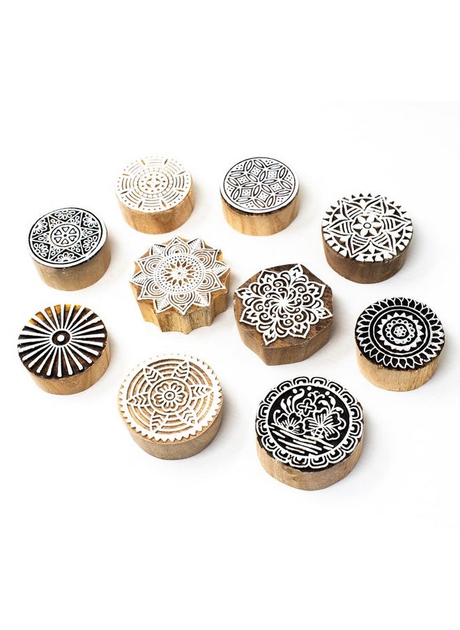Hashcart Hashcart Wooden Stamp Block, Printing Stamp Design Set | Block for Printing Saree Border | Dresses, Craft Card Making, Scrapbook, Clay Pottery | Set of 10  - Image 1