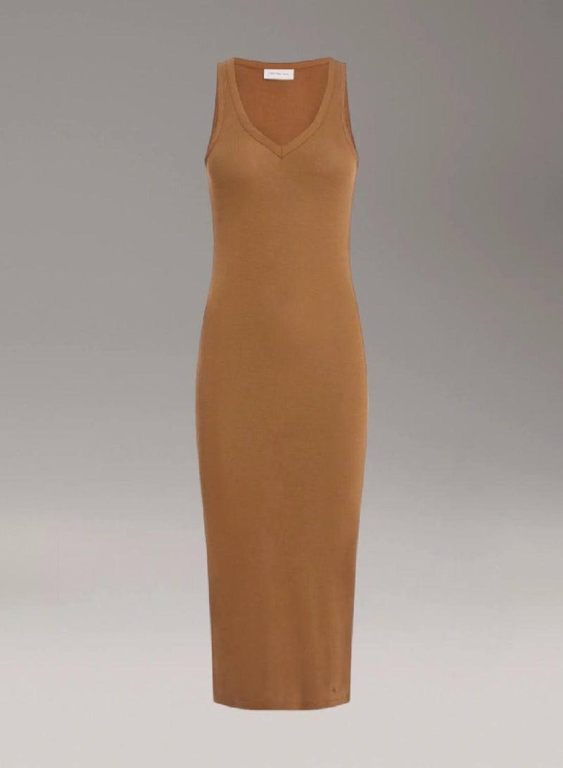 كالفن كلاين جينز فستان متوسط الطول بخامة منسوجة ناعمة - Image 4