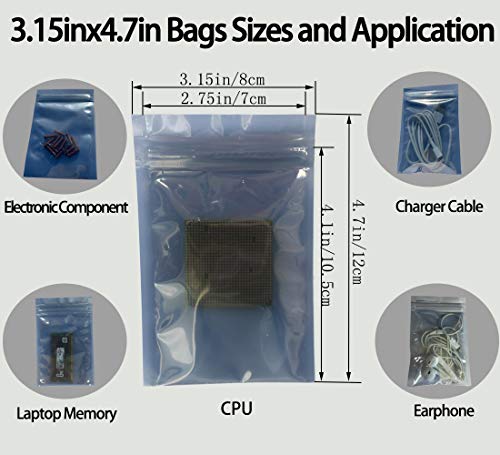 Daarcin Antistatic Bags - 100pcs 3.2x4.7in/8x12cm ESD Bags with Labels for Hard Drive HDD ESD Shielding - Image 2