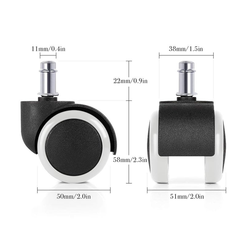 عجلات كاستر صامتة عالمية 5 قطع 2 بوصة رمادية لاستبدال عجلات الكرسي المكتبي الدوارة - Image 4