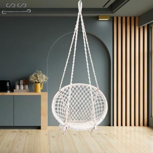 Patiofy Swing for Balcony/Jhula for Adults for Home/Swing Chair for Adults for Home/Hanging Swing Chair for Indoor and Outdoor with Hanging Kit (White) - Image 1