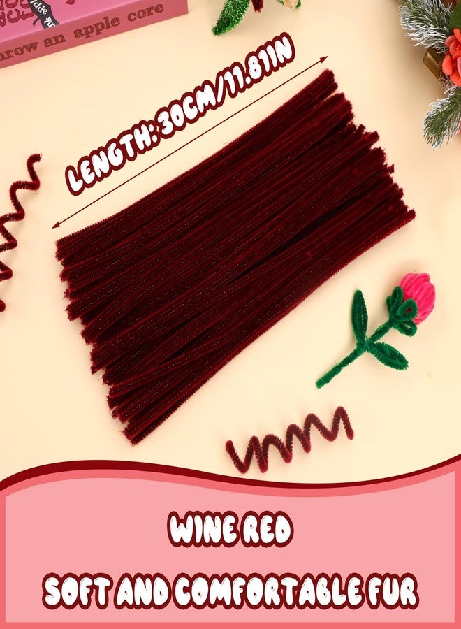 Hssugi Pipe Cleaners, 100PCS Pipe Cleaners Craft Supplies, Wine Red Pipe Cleaners Bulk Fuzzy Sticks for DIY Art and Craft Projects Home Christmas Decoration - Image 2