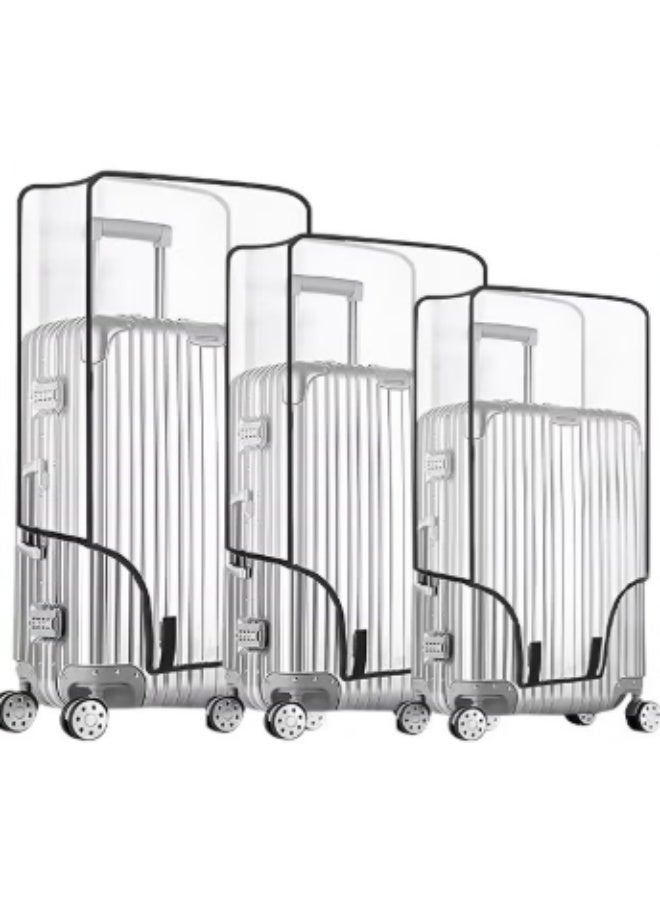 3-Pack Transparent PVC Suitcase Protector Cover Set for 20/24/28-inch Luggage, Scratch-Resistant & Waterproof, Easy Install Travel Protector - Image 1