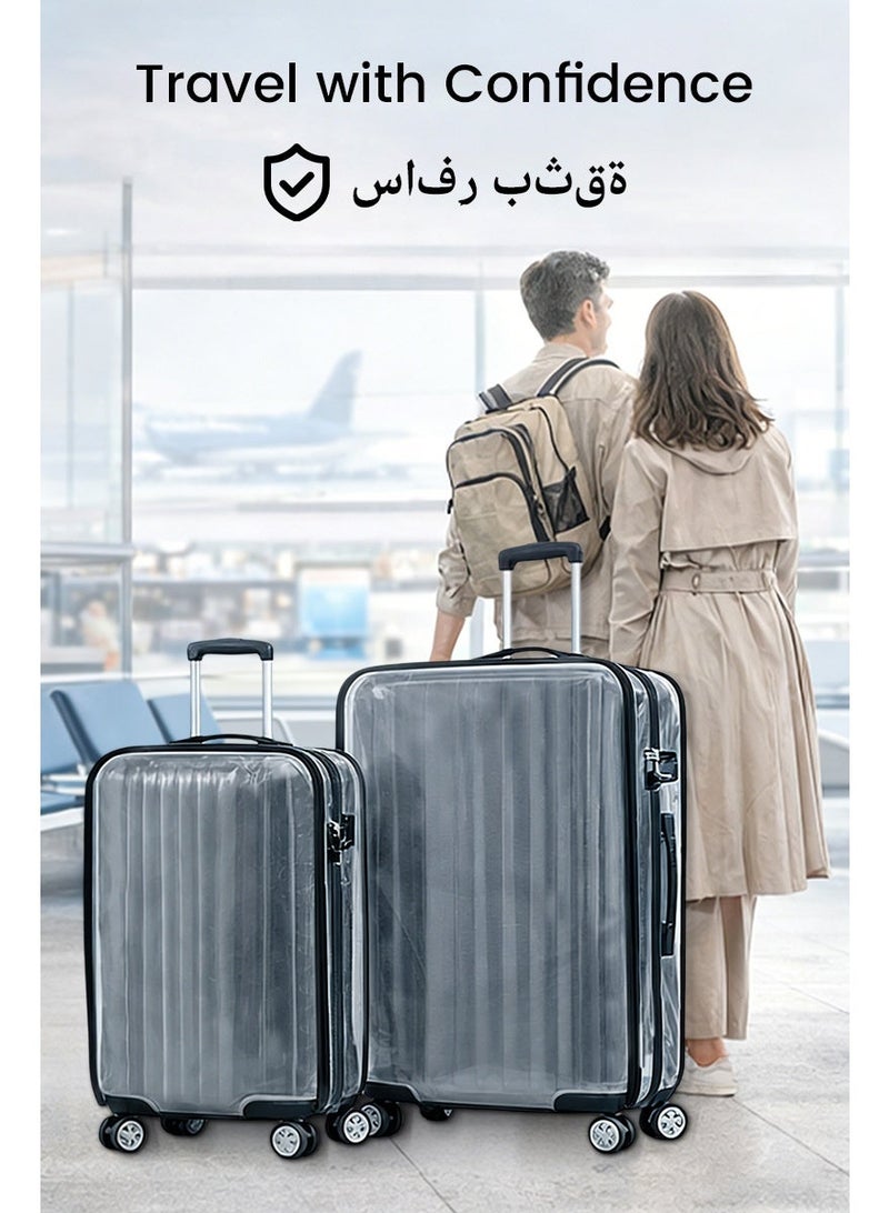 مجموعة من 3 أغطية حماية شفافة من مادة PVC لحقائب السفر مقاس 20/24/28 بوصة - Image 2