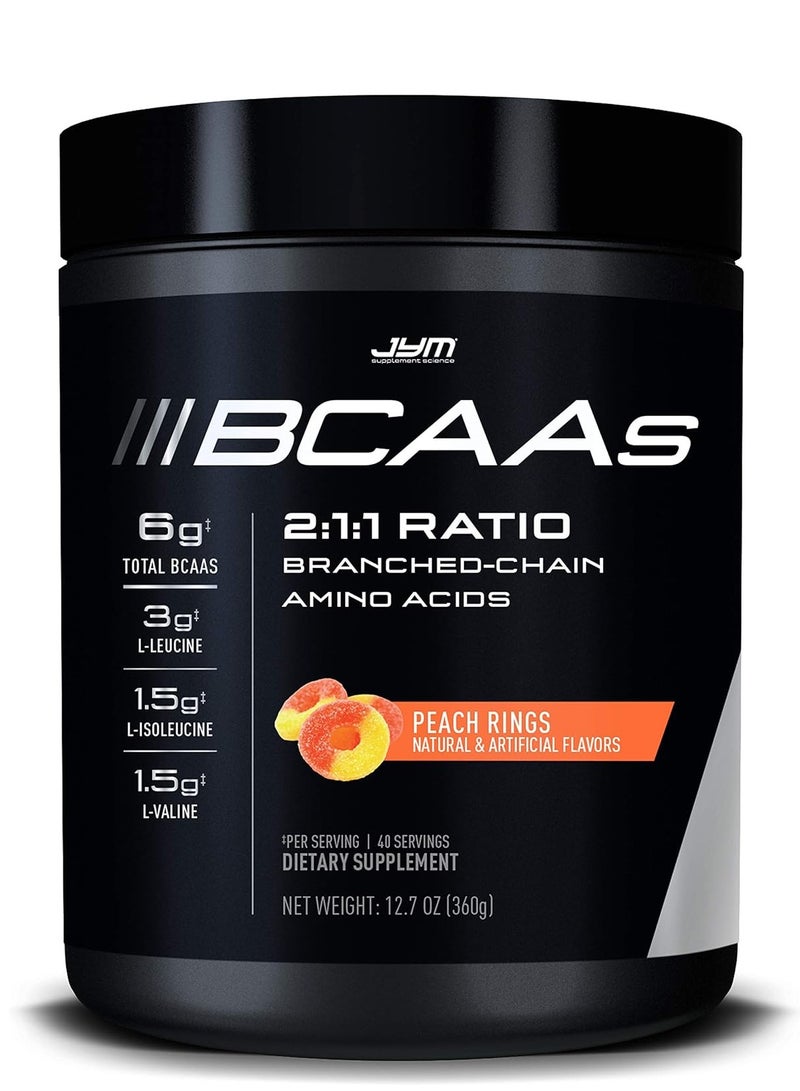 JYM Supplement Science BCAA 2:1:1 Ratio 360g Peach Rings Flavor - Image 1