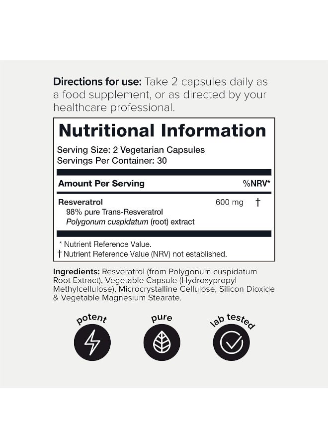 Toniiq كبسولات تونياك ريسفيراترول عالية النقاء - 98%+ ريسفيراترول ترانس نقي - متاح حيوياً مع نقاء فائق - 60 كبسولة تم اختبارها في المختبر كمكمل ريسفيراترول - Image 2