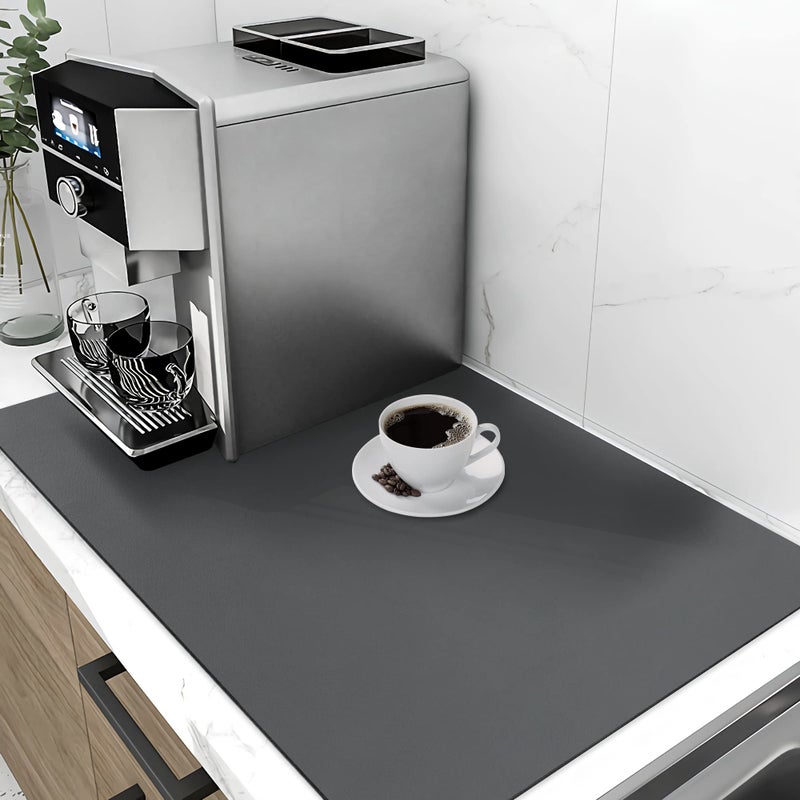 SOSMAR Super Absorbent Dish Drying Mat  16x24 Inch Counter Protector Mat for Coffee Machine  Sink NonSlip Grey