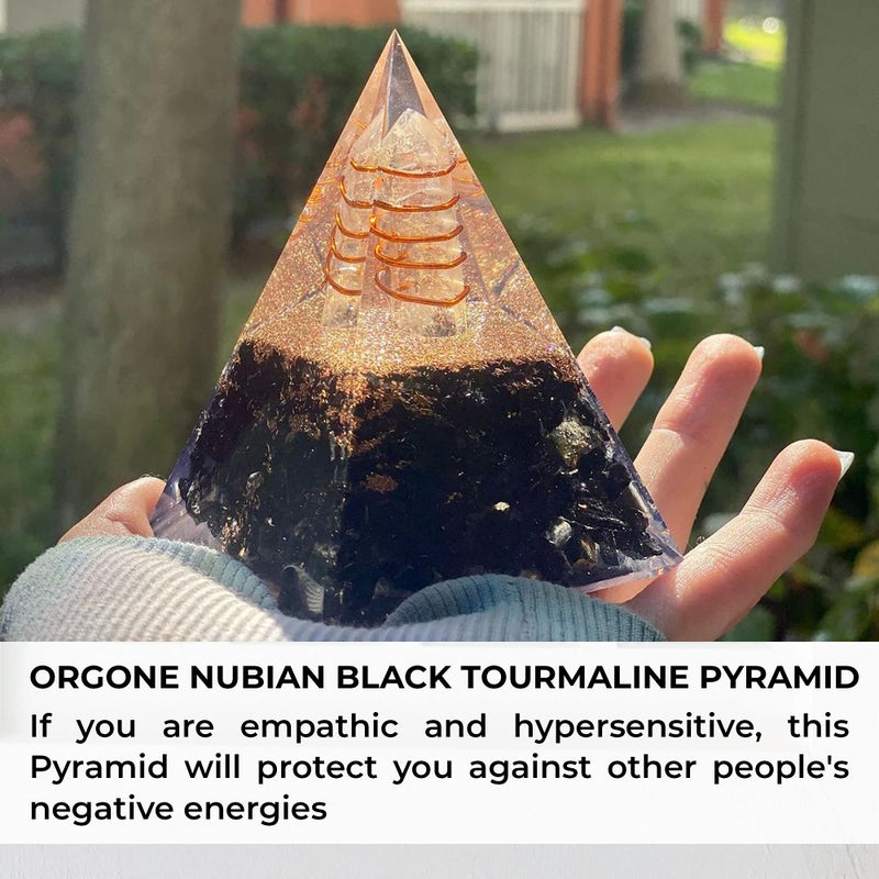 Orgonite Crystal Orgone Pyramid-Black Tourmaline-Crystal-Chakra Balancing Orgone Energy Generator- Nubian Orgonite Pyramid for Spiritual Healing, Meditaion, Yoga, Reiki Gifts, Office and Home Decor - Image 3