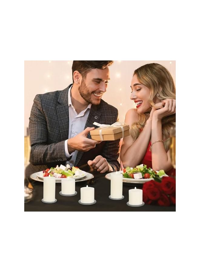 The Bros Clear Glass Candle Plates,5PCS Round Pillar Candle Holders 10CM Glass Candle Tray Glass Coaster Holder Small Round Plate Candle Tray Plates Candle Centerpiece for Dining Wedding Party Table - Image 4