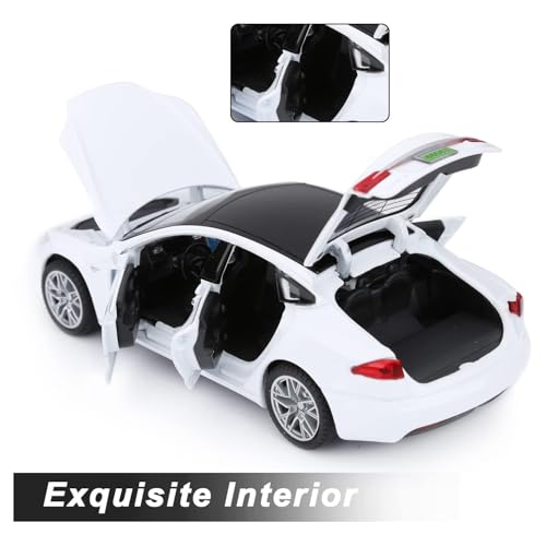 SASBSC Toy Cars Model S Die Cast Metal Model Cars with Door Open Light and Sound Pull Back Car Toys for Boys and Girls 3-12 Years Old - Image 2