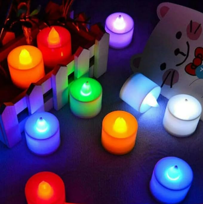 AURA DECOR AuraDecor Flameless & Smokeless Led Tealight Candles Flickering Led Lights Diya Electric Tea Candles for Diwali, Festival, Home Decoration (Multicolor, Pack of 12) - Image 3