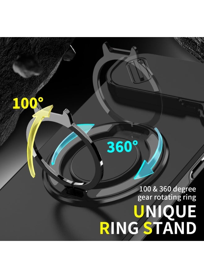 عام غطاء هاتف لآيفون 17 إير مع حامل حلقي، أغلفة واقية مقاومة للصدمات والسقوط مع حامل قائم مغناطيسي حلقي وغطاء كاميرا، إطار من TPU ومادة PC. - Image 2