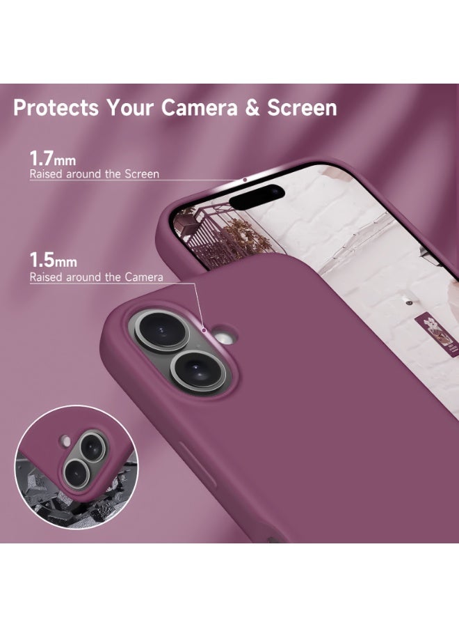Compatible with iPhone 16 Plus Case 6.7 Inch Slim Liquid Silicone 4 Layers Soft Gel Rubber Shockproof Protective Phone Case with Anti Scratch Microfiber Lining (Wine Red) - Image 3
