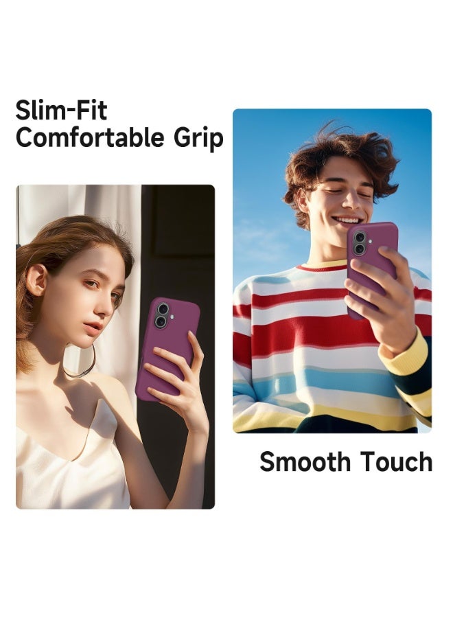 Compatible with iPhone 16 Plus Case 6.7 Inch Slim Liquid Silicone 4 Layers Soft Gel Rubber Shockproof Protective Phone Case with Anti Scratch Microfiber Lining (Wine Red) - Image 5