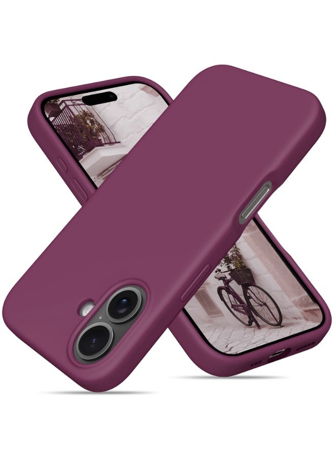 Compatible with iPhone 16 Plus Case 6.7 Inch Slim Liquid Silicone 4 Layers Soft Gel Rubber Shockproof Protective Phone Case with Anti Scratch Microfiber Lining (Wine Red) - Image 1