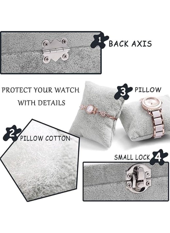 Padom Grey Velvet Watches Organizer 12 Grid Watch Holder Jewelry Storage Box Display Case for Men and Women - Image 3