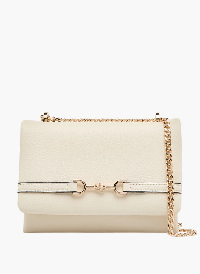 سيليست Metal Accent Crossbody Bag with Chain Strap and Flap Closure