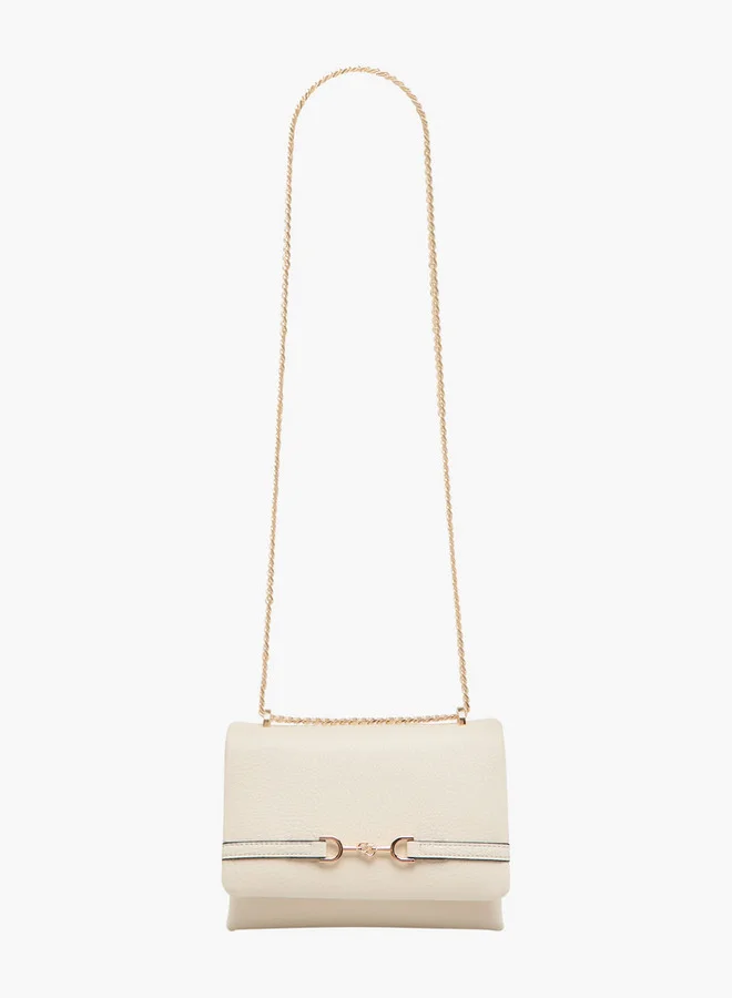 سيليست Metal Accent Crossbody Bag with Chain Strap and Flap Closure