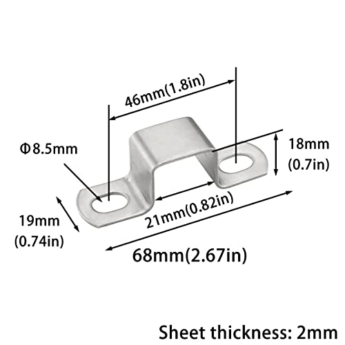 DGHAOP 8pcs 20mm U Shaped Connector Bracket for Bar Holder Strut Channel Door Closed, Screws Included, 304 Stainless Steel - Image 2