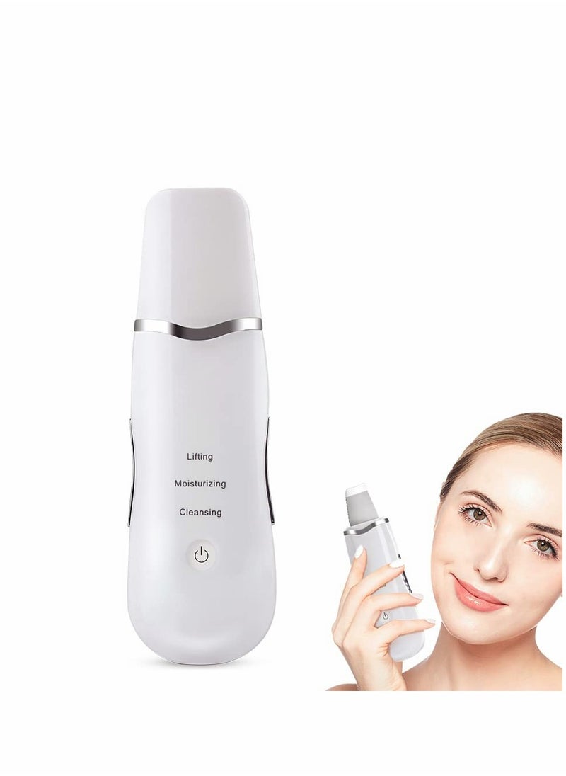 Generic - Ultrasonic Skin Facial Scrubber Face Spatula, Professional Deep Cleaning Skin Dirt Blackhead Remover Reduce Wrinkles and Spot Facial Lifting Peeling Skin Care Beauty Device Tool (White) - Image 1