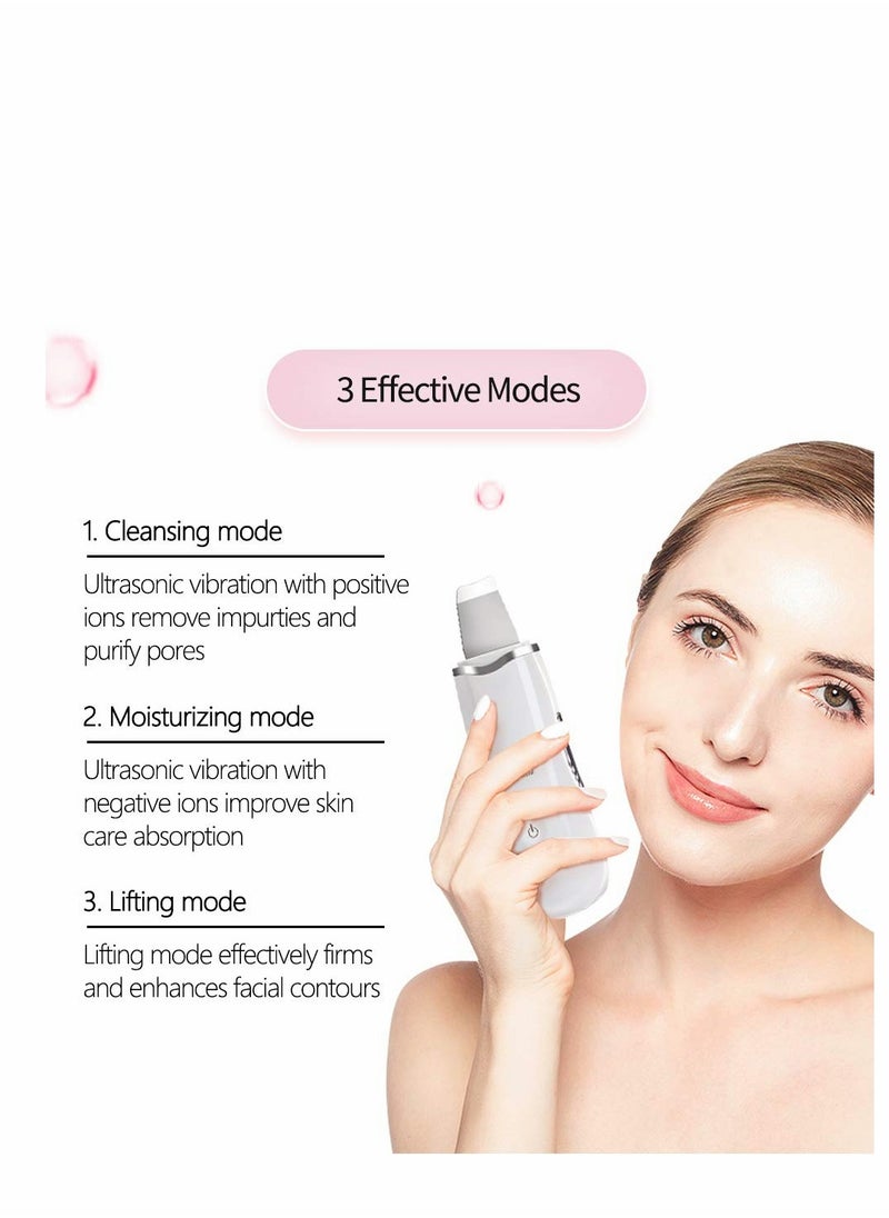 Generic - Ultrasonic Skin Facial Scrubber Face Spatula, Professional Deep Cleaning Skin Dirt Blackhead Remover Reduce Wrinkles and Spot Facial Lifting Peeling Skin Care Beauty Device Tool (White) - Image 1