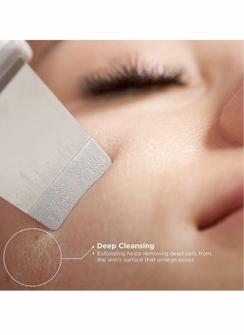 Generic - Ultrasonic Skin Facial Scrubber Face Spatula, Professional Deep Cleaning Skin Dirt Blackhead Remover Reduce Wrinkles and Spot Facial Lifting Peeling Skin Care Beauty Device Tool (White) - Image 1