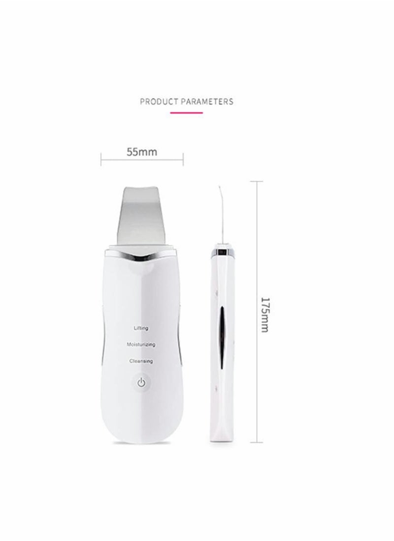 Generic - Ultrasonic Skin Facial Scrubber Face Spatula, Professional Deep Cleaning Skin Dirt Blackhead Remover Reduce Wrinkles and Spot Facial Lifting Peeling Skin Care Beauty Device Tool (White) - Image 1