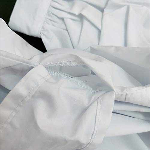 AOMEI White Blouse for Women Casual Spring Summer with Waist Belt Puff Sleeve - Image 5