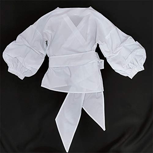 AOMEI White Blouse for Women Casual Spring Summer with Waist Belt Puff Sleeve - Image 4