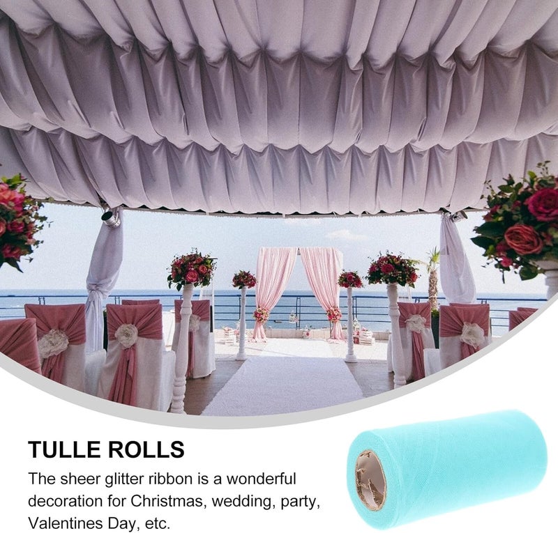 Decorative Polyester Tulle Ribbon Roll for Wedding Party Table Skirt Mint Green 22 Meters Wedding Table Decor Craft Trim - Image 3