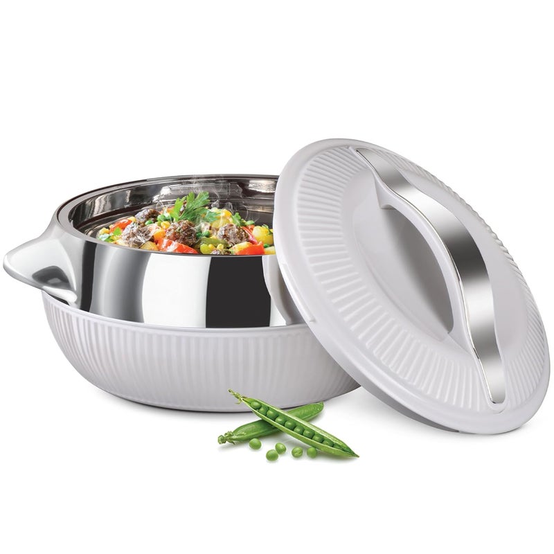 Milton MILTON Fiesta 2500 Insulated Inner Stainless Steel Casserole 2240 ml White Silver - Image 1