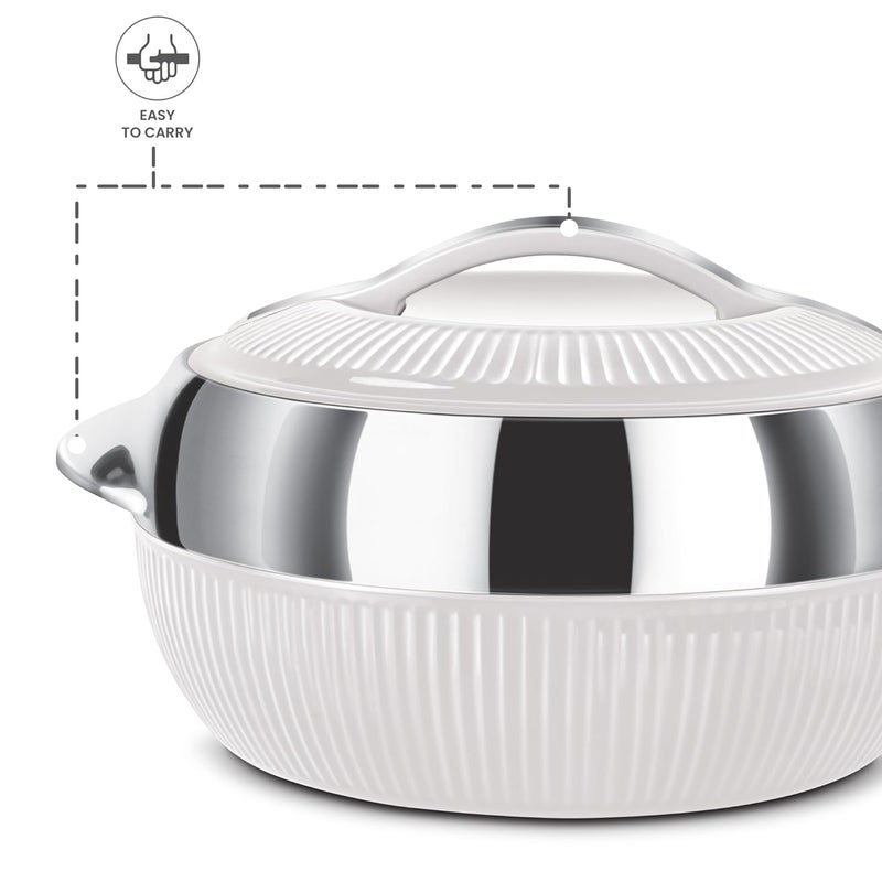 Milton MILTON Fiesta 2500 Insulated Inner Stainless Steel Casserole 2240 ml White Silver - Image 5