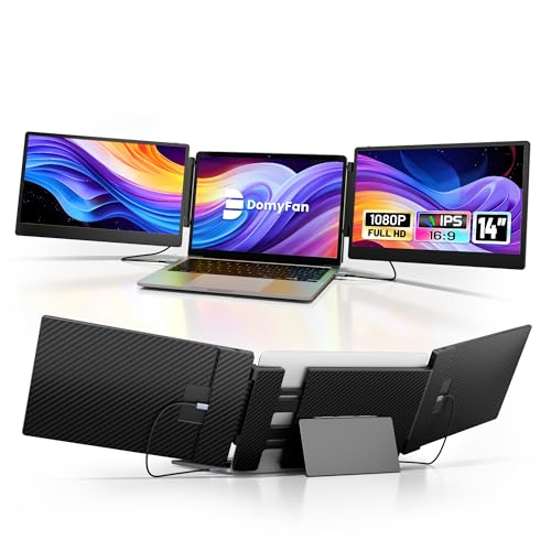 domyfan 14 Laptop Screen Extender S3 FHD 1080P IPS Triple Portable Monitor Laptop HDMIUSBATypeC Compatible with WindowsMacAndroid
