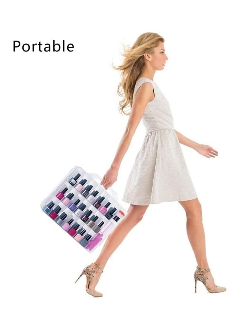 Salon System - Portable Nail Art Storage Box 48 Units Clear - Image 1