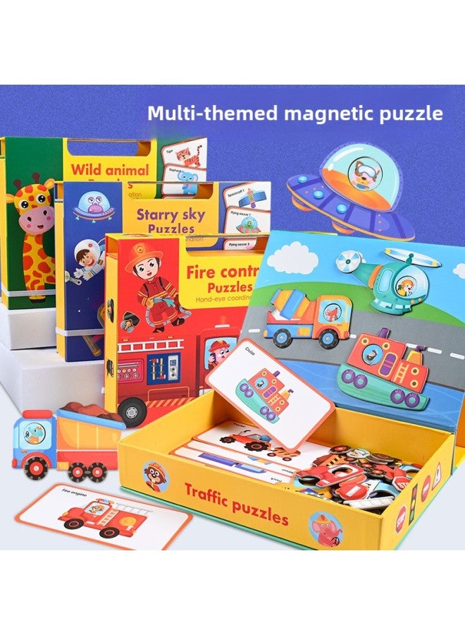 لغز لغز مغناطيسي لعب الأطفال الفتيان والفتيات ملصقات مغناطيسية لغز حركة المرور الحيوانية المصنعين بالجملة-اللون: لعبة ملصق مغناطيسي على طراز النار - Image 2