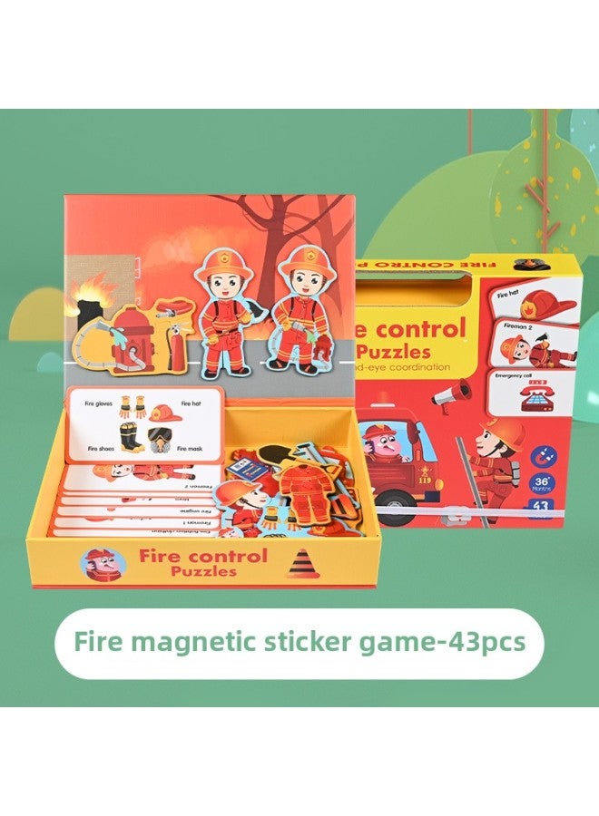 لغز لغز مغناطيسي لعب الأطفال الفتيان والفتيات ملصقات مغناطيسية لغز حركة المرور الحيوانية المصنعين بالجملة-اللون: لعبة ملصق مغناطيسي على طراز النار - Image 1