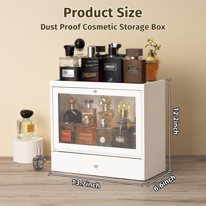 Emfogo Cologne Organizers Stand for Men, Solid Wood Perfumes Organizers Stand for Men Dresser, Large Capacity Dustproof Cologne Holder with Drawer Storage Perfume Stand, Ideal Gift for Loved ones - Image 5