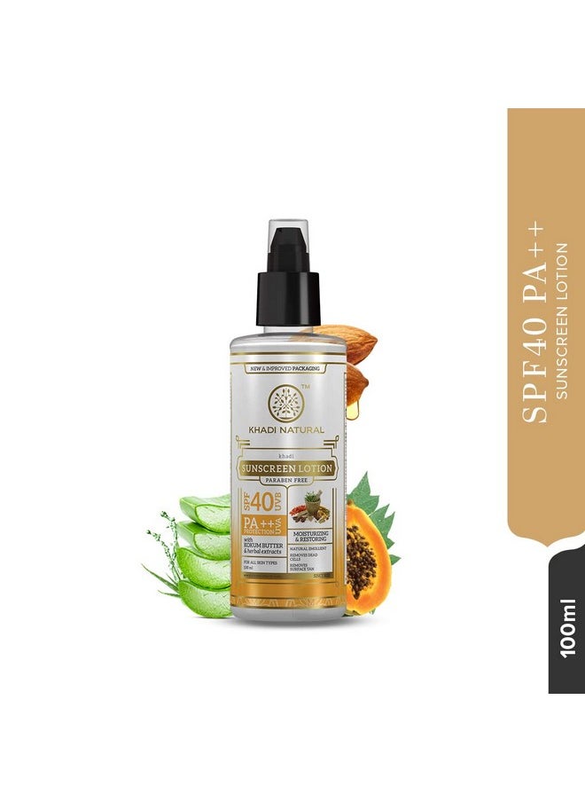 Khadi Natural Sunscreen Lotion With Spf 40 Pa++ Nonsticky Sunscreen No White Cast Paraben Free Suitable For All Skin Types 100Ml  - Image 2