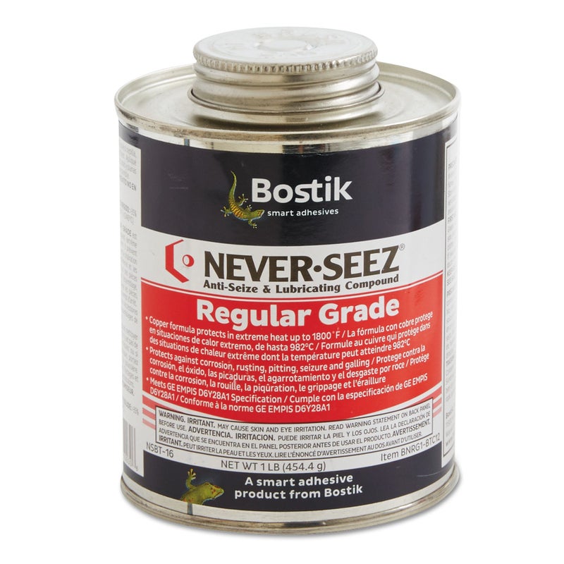 Bostik Never-Seez NSBT-16 Silver Gray Regular Grade Anti-Seize Compound, -297 Degree F Lower Temperature Rating to 1800 Degree F Upper Temperature Rating, 1 lb. Brush Top Can