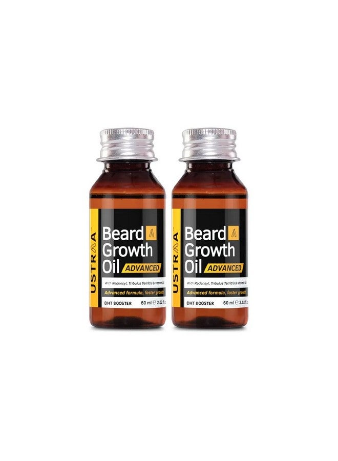 Ustraa Beard Growth Oil Advanced - 2 x 60ml - Lab Tested to increase Beard Growth rate by 40%, With Redensyl and DHT Booster, No Sulphates, No Parabens, No Silicone, No Mineral Oil (Set of 2) - Image 1
