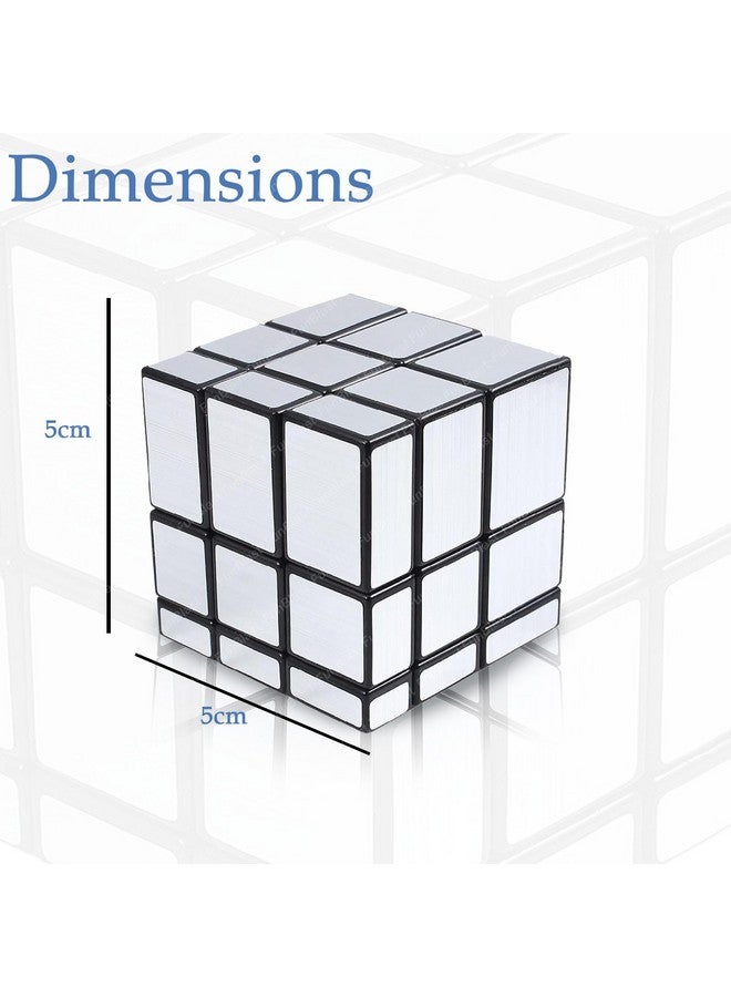 فنبلاست لغز مكعب سحري بمرآة من فن بلاست - لغز مكعب سحري سريع بمرآة 3x3 للأطفال والكبار، مكعب سحري سريع لتخفيف التوتر، ألعاب ذكاء للأطفال (فضي) - Image 2