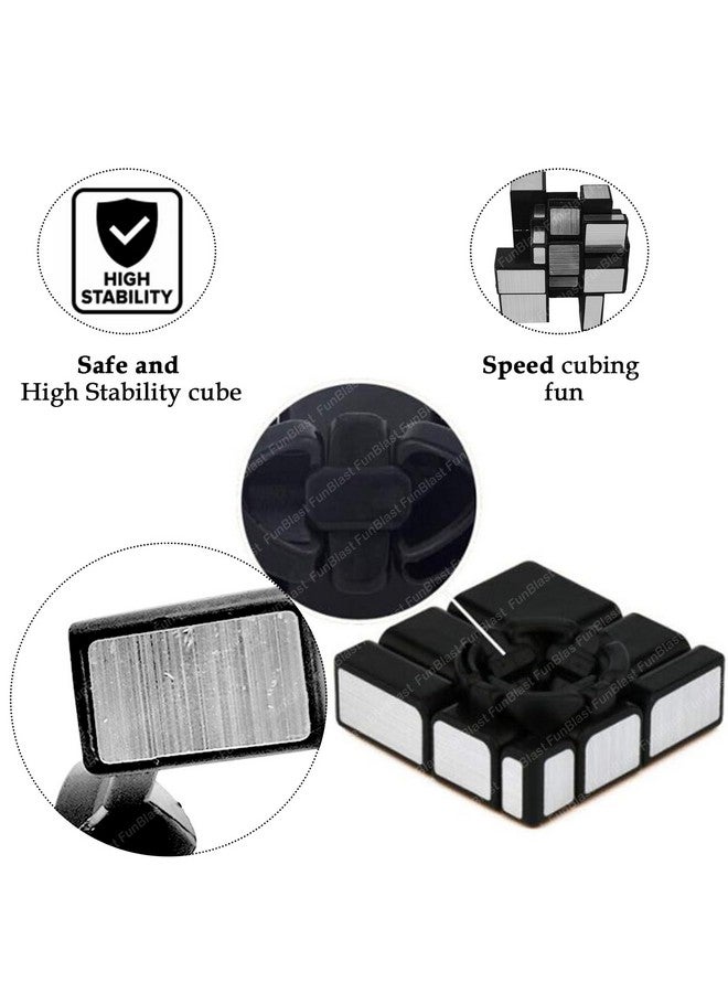 فنبلاست لغز مكعب سحري بمرآة من فن بلاست - لغز مكعب سحري سريع بمرآة 3x3 للأطفال والكبار، مكعب سحري سريع لتخفيف التوتر، ألعاب ذكاء للأطفال (فضي) - Image 3