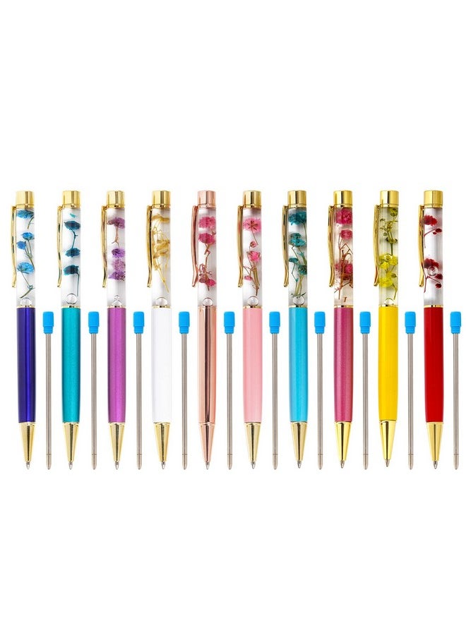Miayon - 10Pcs Liquid Floral Pens Rose Metal Ball Pen With 10Pcs Extra Refills Blue Ink Colorful Ballpoint Pens Refillable Ball Pen Office Supplies For School Office Home Christmas New Years Pens - Image 1